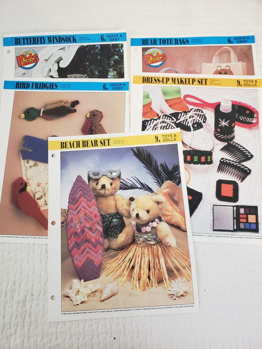 VTG 1993 Annie's Attic Plastic Canvas Toys & Dolls/ Quick Easy Patterns of 5